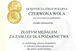 Zdjęcie: Uchwała prezydium - Złoty Medal za zasługi dla pożarnictwa.jpg