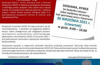 Zdjęcie: Mobilny Punkt Szczepień w Sieniawie 30 września 2021