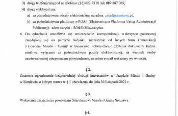 Zdjęcie: Zarządzenie Nr 120.31.2021 - ograniczenie bezpośredniej obsługi interesantów-2.jpg