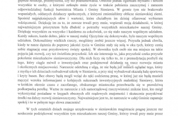 Zdjęcie: podziękowanie Burmistrza Miasta i Gminy Sieniawa zakończenie kadencji.jpg