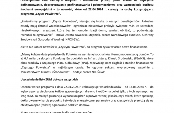 Zdjęcie: Czyste Powietrze - informacja prasowa