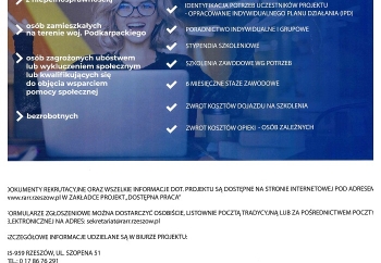 Zdjęcie główne dla: '„Dostępna praca” - Rzeszowska Agencja Rozwoju Regionalnego S.A. zaprasza do udziału w II edycji projektu' 
