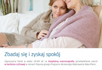 Zdjęcie główne dla: 'Zapraszamy na bezpłatne badania mammograficzne w dniu 23 listopada 2021 r.' 