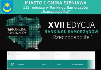 Zdjęcie główne dla: '112. miejsce Miasta i Gminy Sieniawa w Rankingu Samorządów 