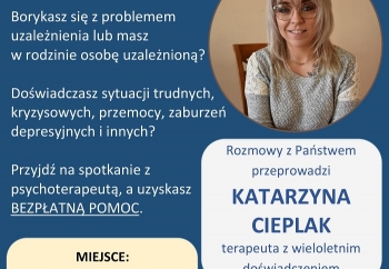 Zdjęcie główne dla: 'Dyżur terapeuty przełożony na 10 listopada 2021 r.' 