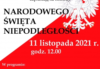 Zdjęcie główne dla: 'Zapraszamy na obchody Narodowego Święta Niepodległości - 11 listopada 2021 r.' 