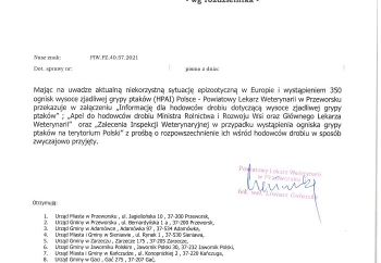 Zdjęcie główne dla: 'Informacja Powiatowego Lekarza Weterynarii w Przeworsku' 