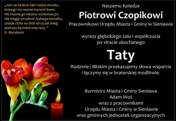 Zdjęcie główne dla: 'Kondolencje. Zmarł tato pana Piotra Czopika, pracownika Urzędu Miasta i Gminy w Sieniawie' 