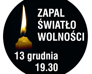Zdjęcie główne dla: '13 grudnia o godz. 19.30 - Zapal Światło Wolności' 