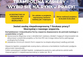 Zdjęcie główne dla: '„Trampolina kariery – Wybij się na rynku pracy!” - zaproszenie do udziału w projekcie' 