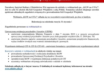 Zdjęcie główne dla: 'Webinaria pn. „KGW na CITo!” - zaproszenie do udziału' 