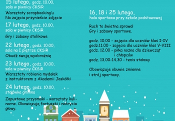 Zdjęcie główne dla: 'Ferie z Centrum Kultury, Sportu i Rekreacji 