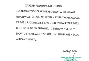 Zdjęcie główne dla: 'Zawiadomienie Zarządu ROD 