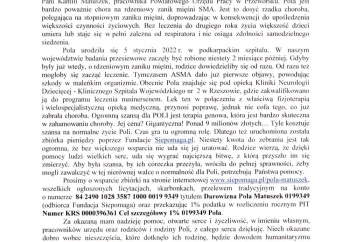 Zdjęcie główne dla: 'Apel z prośbą o wsparcie w zbiórce dla Poli Matuszek' 