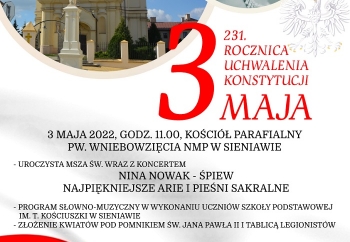 Zdjęcie główne dla: '231. rocznica uchwalenia Konstytucji 3 Maja - zapraszamy na obchody' 