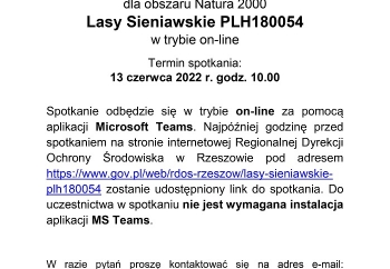 Zdjęcie główne dla: 'III spotkanie Zespołu Lokalnej Współpracy dla obszaru Natura 2000 Lasy Sieniawskie PLH180054' 