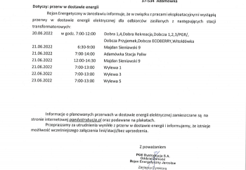 Zdjęcie główne dla: 'Komunikat PGE. Przerwy w dostawie energii elektrycznej' 