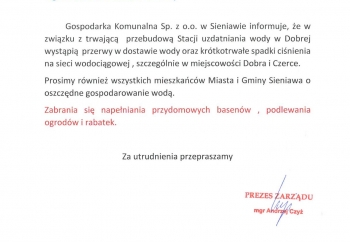 Zdjęcie główne dla: 'Komunikat. Przerwy w dostawie wody i krótkotrwałe spadki ciśnienia na sieci wodociągowej' 
