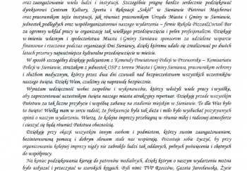 Zdjęcie główne dla: 'Podziękowanie Burmistrza Miasta i Gminy Sieniawa - DNI SIENIAWY 2022' 