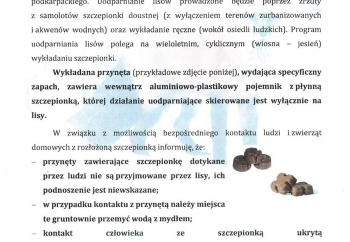 Zdjęcie główne dla: 'Jesienna akcja szczepienia lisów wolno żyjących' 