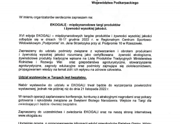 Zdjęcie główne dla: 'EKOGALA - międzynarodowe targi produktów i żywności wysokiej jakości' 