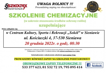 Zdjęcie główne dla: 'Zapraszamy rolników na szkolenie chemizacyjne' 