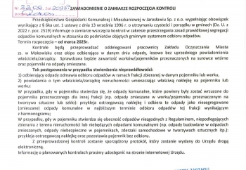 Zdjęcie główne dla: 'Zawiadomienie o zamiarze rozpoczęcia kontroli przez PGKiM' 