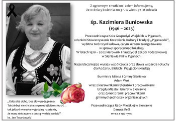 Zdjęcie główne dla: 'Kondolencje. Zmarła śp. Kazimiera Buniowska, przewodnicząca KGW w Piganach'