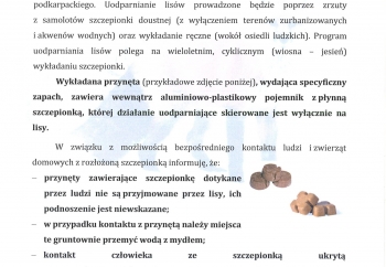 Zdjęcie główne dla: 'Wiosenna akcja szczepienia lisów wolno żyjących przeciwko wściekliźnie' 