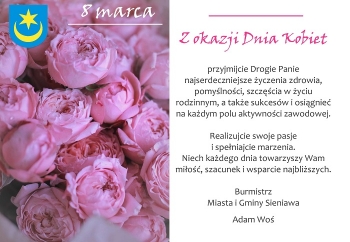 Zdjęcie główne dla: 'Życzenia Burmistrza Miasta i Gminy Sieniawa z okazji Dnia Kobiet' 