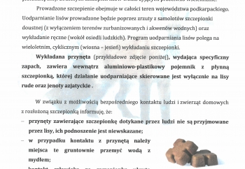 Zdjęcie główne dla: 'Komunikat - jesienna akcja szczepienia lisów 2024' 