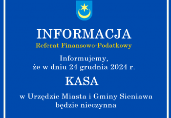 Zdjęcie główne dla: '24 grudnia kasa UMIG będzie nieczynna' 