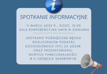 Zdjęcie główne dla: 'Spotkanie informacyjne w sprawie rozliczenia podatku dochodowego (PIT) za 2024r.' 