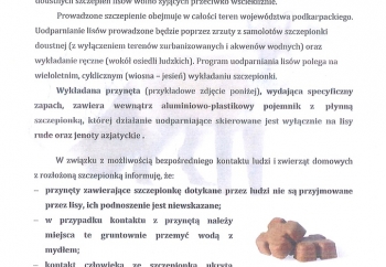 Zdjęcie główne dla: 'Komunikat Podkarpackiego Wojewódzkiego Lekarza Weterynarii dotyczący wiosennej akcji szczepienia lisów' 