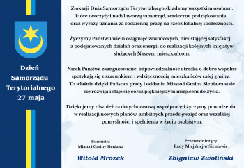 Zdjęcie główne dla: 'Życzenia z okazji Dnia Samorządu Terytorialnego' 