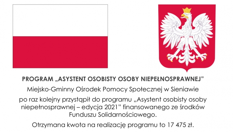 Zdjęcie główne newsa: MGOPS w Sieniawie realizuje projekt „Asystent osobisty osoby niepełnosprawnej” – edycja 2021