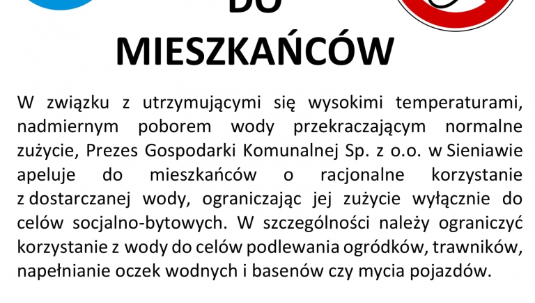 Zdjęcie główne newsa: Apel o racjonalne korzystanie z wody w czasie upałów