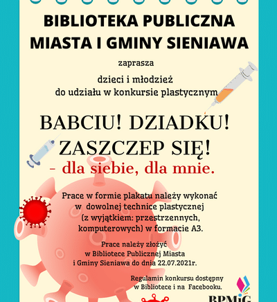 Zdjęcie główne newsa: „Babciu! Dziadku! Zaszczep się! - dla siebie, dla mnie” - biblioteczny konkurs plastyczny