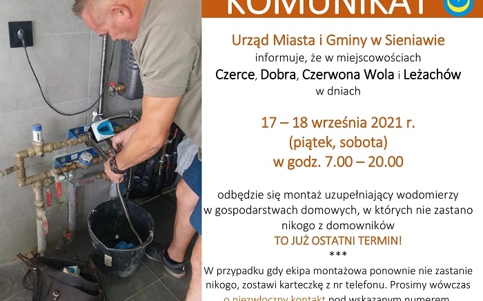 Zdjęcie główne newsa: Montaż uzupełniający wodomierzy - ostatni termin!