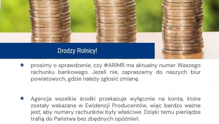 Zdjęcie główne newsa: Informacja Agencji Restrukturyzacji i Modernizacji Rolnictwa