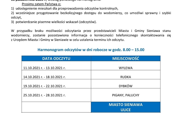 Zdjęcie główne newsa: Informacja o kontrolnym odczycie wodomierzy