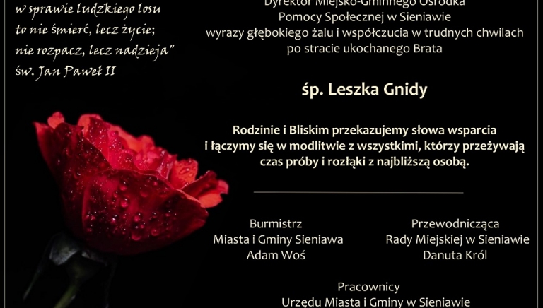 Zdjęcie główne newsa: Kondolencje