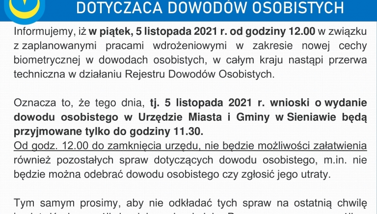 Zdjęcie główne newsa: Od 8 listopada 2021 r. nowe dowody osobiste z drugą cechą biometryczną