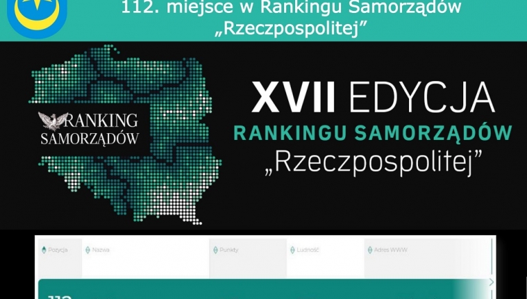 Zdjęcie główne newsa: 112. miejsce Miasta i Gminy Sieniawa w Rankingu Samorządów 