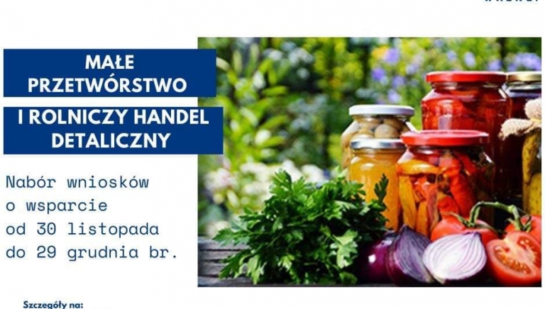 Zdjęcie główne newsa: Wsparcie na tzw. małe przetwórstwo lub rolniczy handel detaliczny (RHD)
