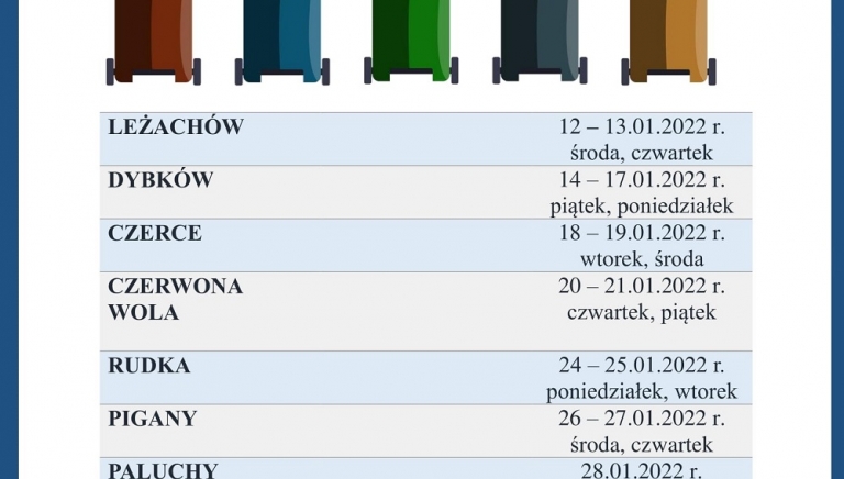 Zdjęcie główne newsa: Harmonogram składania deklaracji o wysokości opłaty za gospodarowanie odpadami komunalnymi na rok 2022