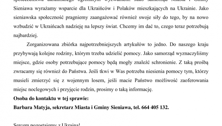 Zdjęcie główne newsa: Prośba o informację od osób mogących zapewnić schronienie dla uchodźców