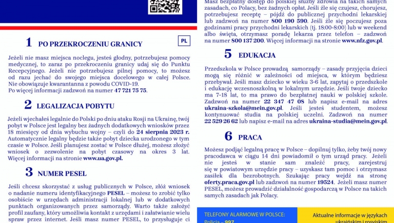 Zdjęcie główne newsa: Ulotki informacyjne dla uchodźców