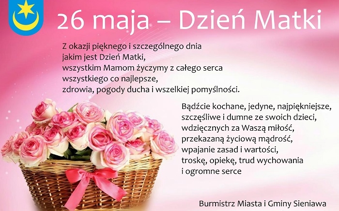 Zdjęcie główne newsa: Życzenia Burmistrza Miasta i Gminy Sieniawa z okazji Dnia Matki