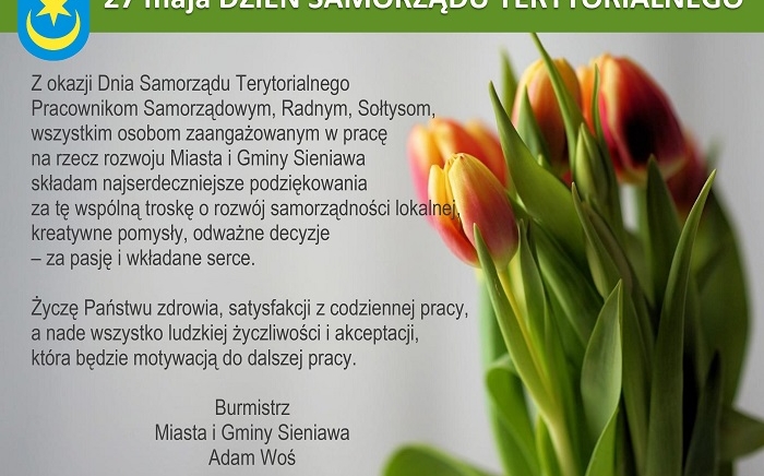 Zdjęcie główne newsa: Życzenia Burmistrza Miasta i Gminy Sieniawa z okazji Dnia Samorządu Terytorialnego